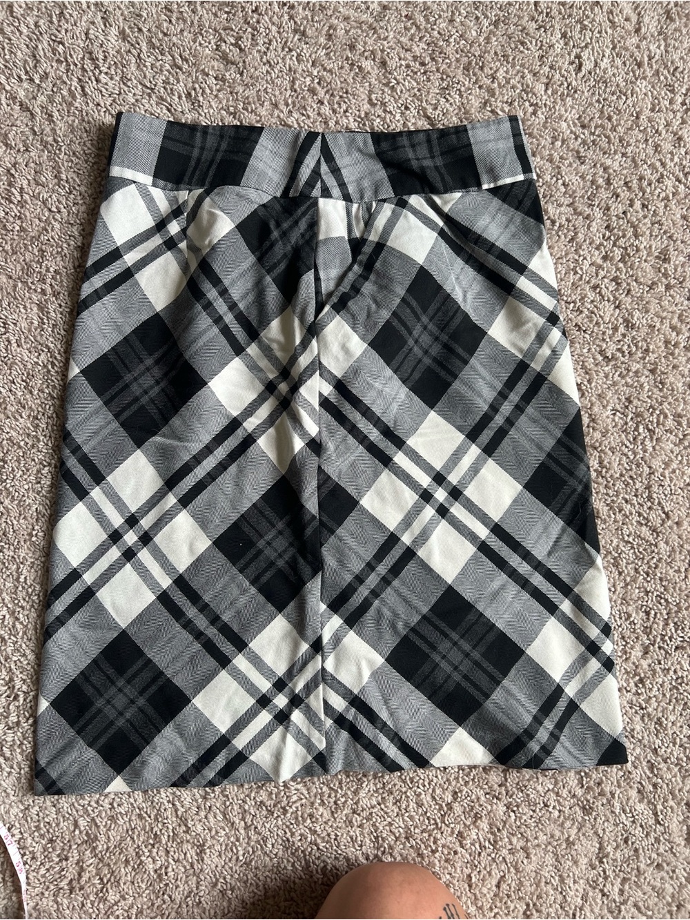 Black & White Plaid Pencil Skirt